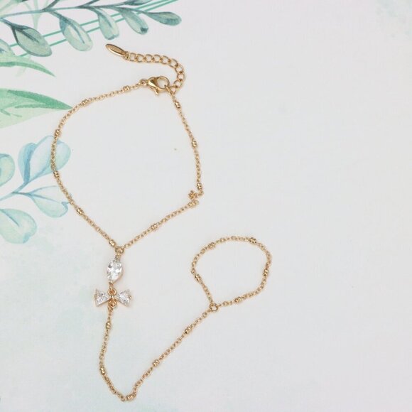 Elegant Rose Gold Bracelet with Bow Charm and Adjustable Chain, XPBL0605 - Picture 6 of 12